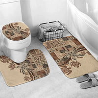 Talofa Samoa Mamanu Siapo Mix Malu Bathroom Set Classic Beige Frangipani and Turtles LT7 Mat Set Only (3 pcs) One Size Beige - Polynesian Pride