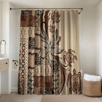 Talofa Samoa Mamanu Siapo Mix Malu Bathroom Set Classic Beige Frangipani and Turtles LT7 Shower Curtain Only Beige - Polynesian Pride