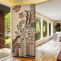 Talofa Samoa Mamanu Siapo Mix Malu Door Cover Classic Beige Frangipani and Turtles
