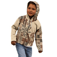 Talofa Samoa Mamanu Siapo Mix Malu Kid Hoodie Classic Beige Frangipani and Turtles