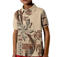 Talofa Samoa Mamanu Siapo Mix Malu Kid Polo Shirt Classic Beige Frangipani and Turtles