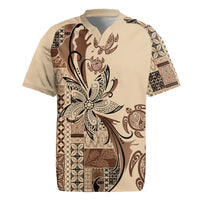 Talofa Samoa Mamanu Siapo Mix Malu Rugby Jersey Classic Beige Frangipani and Turtles