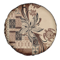 Talofa Samoa Mamanu Siapo Mix Malu Spare Tire Cover Classic Beige Frangipani and Turtles