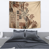 Talofa Samoa Mamanu Siapo Mix Malu Tapestry Classic Beige Frangipani and Turtles LT7 - Polynesian Pride