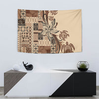 Talofa Samoa Mamanu Siapo Mix Malu Tapestry Classic Beige Frangipani and Turtles LT7 - Polynesian Pride