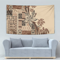 Talofa Samoa Mamanu Siapo Mix Malu Tapestry Classic Beige Frangipani and Turtles LT7 - Polynesian Pride