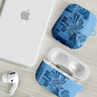 Talofa Samoa Mamanu Siapo Mix Malu AirPods Case Cool Blue Frangipani and Turtles