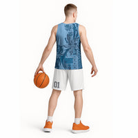 Talofa Samoa Mamanu Siapo Mix Malu Basketball Jersey Cool Blue Frangipani and Turtles