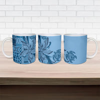 Talofa Samoa Mamanu Siapo Mix Malu Ceramic Mug Cool Blue Frangipani and Turtles