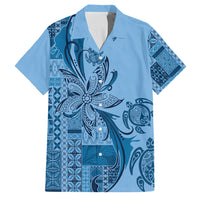 Talofa Samoa Mamanu Siapo Mix Malu Family Matching Mermaid Dress and Hawaiian Shirt Cool Blue Frangipani and Turtles
