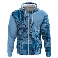Talofa Samoa Mamanu Siapo Mix Malu Hoodie Cool Blue Frangipani and Turtles