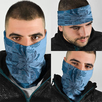Talofa Samoa Mamanu Siapo Mix Malu Neck Gaiter Cool Blue Frangipani and Turtles LT7 - Polynesian Pride