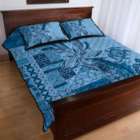 Talofa Samoa Mamanu Siapo Mix Malu Quilt Bed Set Cool Blue Frangipani and Turtles LT7 - Polynesian Pride