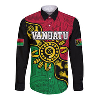Personalised Vanuatu Long Sleeve Button Shirt Mix Aboriginal Dot Art LT7 Unisex Art - Polynesian Pride