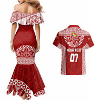 Personalised Tonga Rugby Couples Matching Mermaid Dress And Hawaiian Shirt Mate Ma'a Tonga Champions LT7 - Polynesian Pride