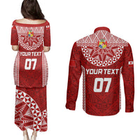 Personalised Tonga Rugby Couples Matching Puletasi Dress and Long Sleeve Button Shirts Ikale Tahi Champions World Cup 2023 LT7 - Polynesian Pride