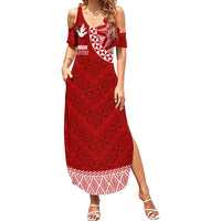 Tonga Rugby Summer Maxi Dress Ikale Tahi Champions World Cup 2023 LT7 Women Red - Polynesian Pride