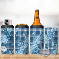 Blue Palaka Hawaii Cowboy Christmas 4 in 1 Can Cooler Tumbler Paniolo Mix Maile Lei - Polynesian Pride