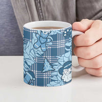 Blue Palaka Hawaii Cowboy Christmas Ceramic Mug Paniolo Mix Maile Lei - Polynesian Pride