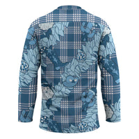 Blue Palaka Hawaii Cowboy Christmas Hockey Jersey Paniolo Mix Maile Lei LT7 - Polynesian Pride
