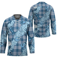 Blue Palaka Hawaii Cowboy Christmas Hockey Jersey Paniolo Mix Maile Lei LT7 - Polynesian Pride