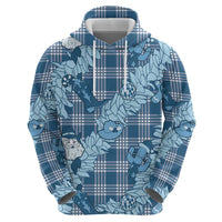 Blue Palaka Hawaii Cowboy Christmas Hoodie Paniolo Mix Maile Lei - Polynesian Pride