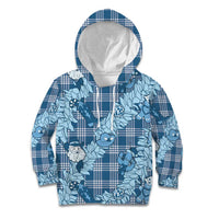 Blue Palaka Hawaii Cowboy Christmas Kid Hoodie Paniolo Mix Maile Lei - Polynesian Pride
