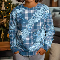 Blue Palaka Hawaii Cowboy Christmas Kid Ugly Christmas Sweater Paniolo Mix Maile Lei - Polynesian Pride
