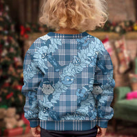 Blue Palaka Hawaii Cowboy Christmas Kid Ugly Christmas Sweater Paniolo Mix Maile Lei - Polynesian Pride