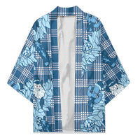 Blue Palaka Hawaii Cowboy Christmas Kimono Paniolo Mix Maile Lei - Polynesian Pride