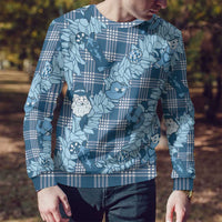 Blue Palaka Hawaii Cowboy Christmas Ugly Christmas Sweater Paniolo Mix Maile Lei - Polynesian Pride