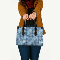 Blue Palaka Hawaii Cowboy Christmas Leather Bag Paniolo Mix Maile Lei - Polynesian Pride