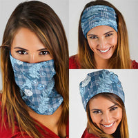 Blue Palaka Hawaii Cowboy Christmas Neck Gaiter Paniolo Mix Maile Lei - Polynesian Pride