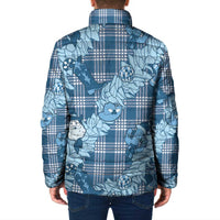 Blue Palaka Hawaii Cowboy Christmas Padded Jacket Paniolo Mix Maile Lei - Polynesian Pride