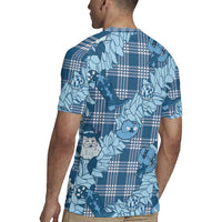 Blue Palaka Hawaii Cowboy Christmas Rugby Jersey Paniolo Mix Maile Lei - Polynesian Pride