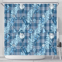 Blue Palaka Hawaii Cowboy Christmas Shower Curtain Paniolo Mix Maile Lei - Polynesian Pride