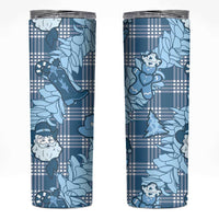 Blue Palaka Hawaii Cowboy Christmas Skinny Tumbler Paniolo Mix Maile Lei - Polynesian Pride