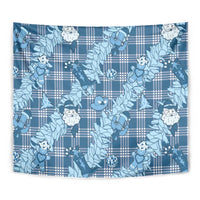 Blue Palaka Hawaii Cowboy Christmas Tapestry Paniolo Mix Maile Lei - Polynesian Pride