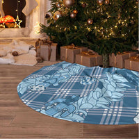 Blue Palaka Hawaii Cowboy Christmas Tree Skirt Paniolo Mix Maile Lei - Polynesian Pride