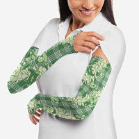 Green Palaka Hawaii Cowboy Christmas Arm Sleeves Paniolo Mix Maile Lei - Polynesian Pride