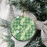 Green Palaka Hawaii Cowboy Christmas Ceramic Ornament Paniolo Mix Maile Lei - Polynesian Pride