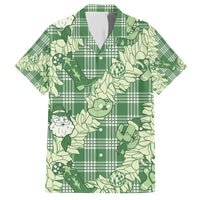 Green Palaka Hawaii Cowboy Christmas Family Matching Short Sleeve Bodycon Dress and Hawaiian Shirt Paniolo Mix Maile Lei - Polynesian Pride
