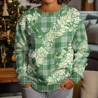 Green Palaka Hawaii Cowboy Christmas Kid Ugly Christmas Sweater Paniolo Mix Maile Lei - Polynesian Pride