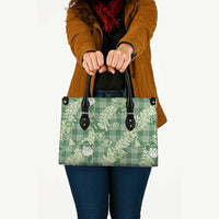 Green Palaka Hawaii Cowboy Christmas Leather Bag Paniolo Mix Maile Lei - Polynesian Pride