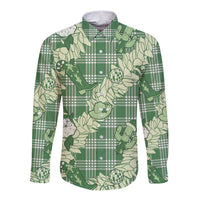 Green Palaka Hawaii Cowboy Christmas Long Sleeve Button Shirt Paniolo Mix Maile Lei - Polynesian Pride