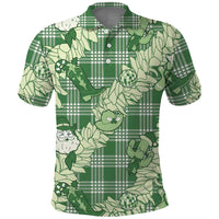 Green Palaka Hawaii Cowboy Christmas Polo Shirt Paniolo Mix Maile Lei - Polynesian Pride