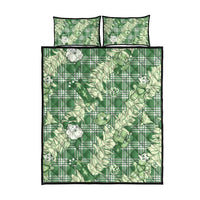 Green Palaka Hawaii Cowboy Christmas Quilt Bed Set Paniolo Mix Maile Lei - Polynesian Pride