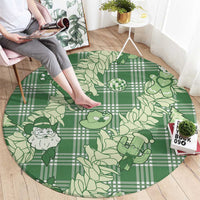 Green Palaka Hawaii Cowboy Christmas Round Carpet Paniolo Mix Maile Lei - Polynesian Pride