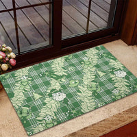 Green Palaka Hawaii Cowboy Christmas Rubber Doormat Paniolo Mix Maile Lei - Polynesian Pride
