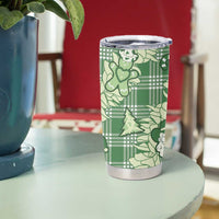 Green Palaka Hawaii Cowboy Christmas Tumbler Cup Paniolo Mix Maile Lei - Polynesian Pride